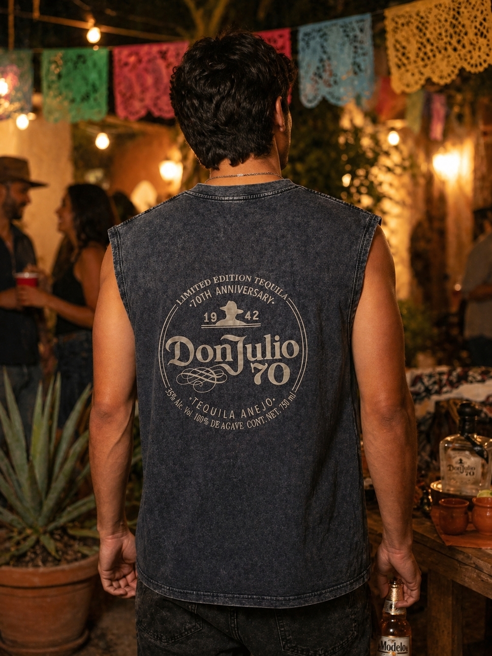 Don Julio 70 Sleeveless T Shirt Mens M Acid Wash Cut Off Graphic Grunge